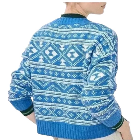 AMERICAN EAGLE Fair Isle Snowdrift Pullover Sweater  in Blue/Shite Size XL - Picture 3 of 6